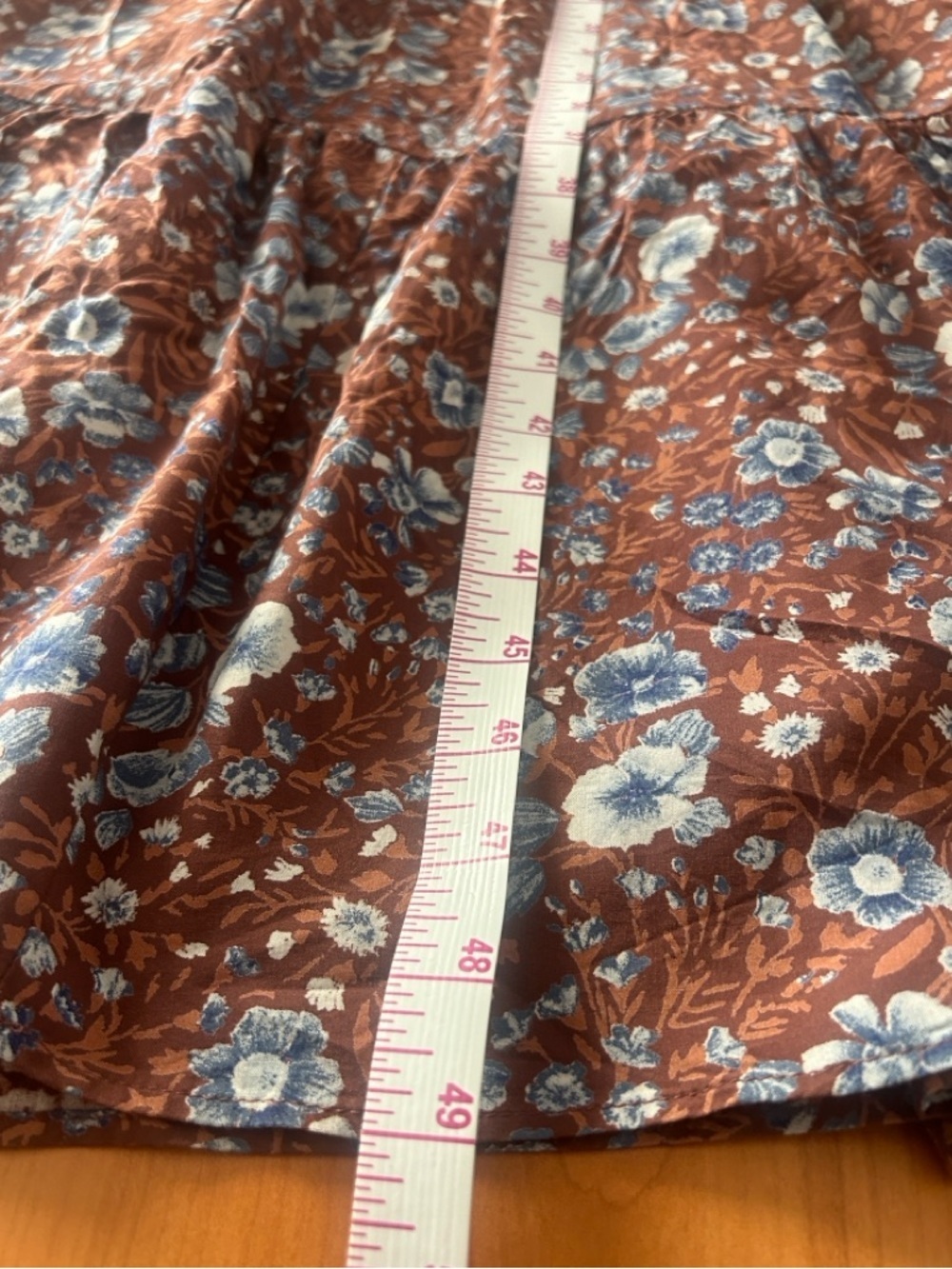 Madewell Brown Floral V-Neck Tiered Maxi Dress with Blue Accents - Picture 11 of 12